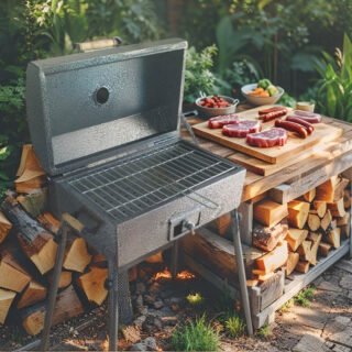 Barbecue au charbon avec pied démontable